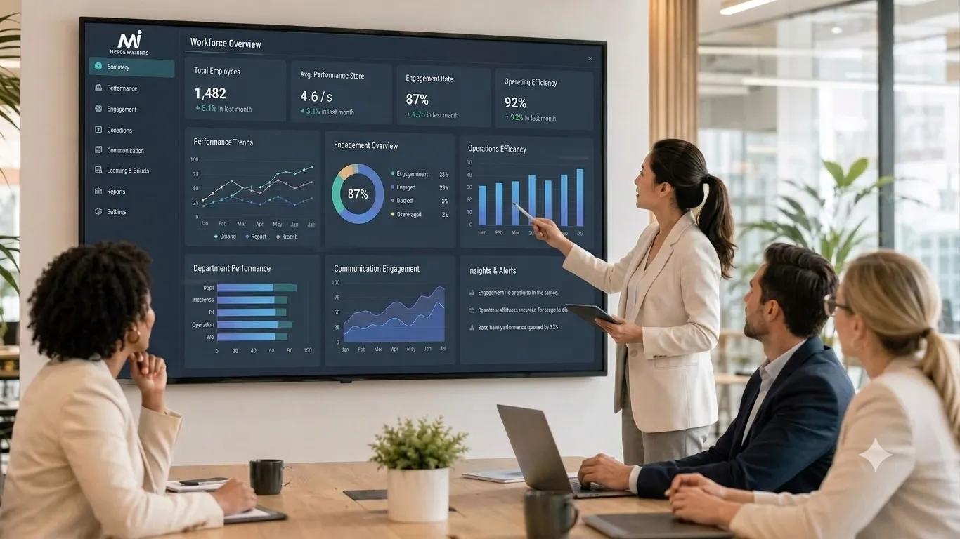 Team viewing workforce management software in Australia